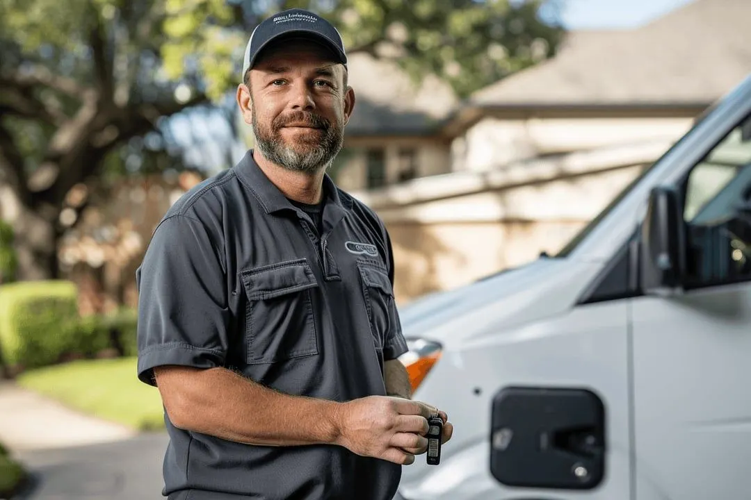 Técnico de Llaves Dallas programando una llave de carro en sitio